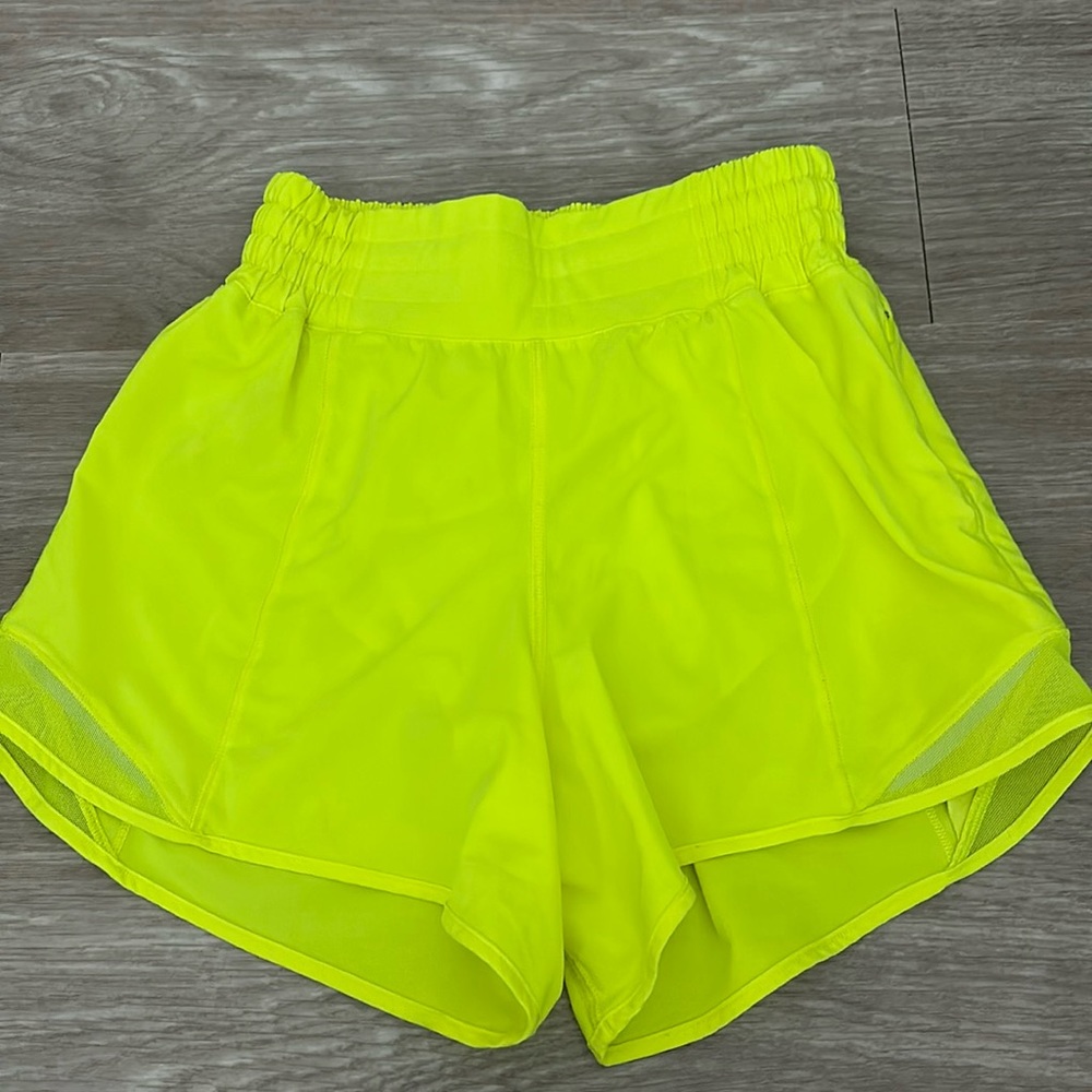 yellow hotty hot lululemon shorts
